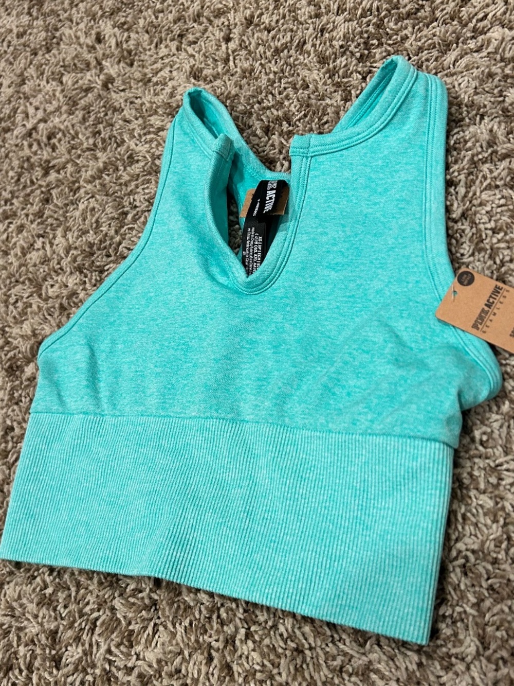 NWT PINK Active Teal V Slit Sports Bra Low Impact